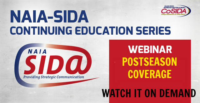 On Demand NAIA-SIDA Webinar: Postseason Coverage (from Oct. 24)